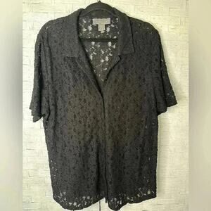 Design co. Lane Bryant Womens Whimsigoth black lace button up feminine plus size